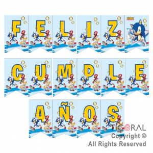 SONIC -(GM)- BANDERIN FELIZ CUMPLE X 1